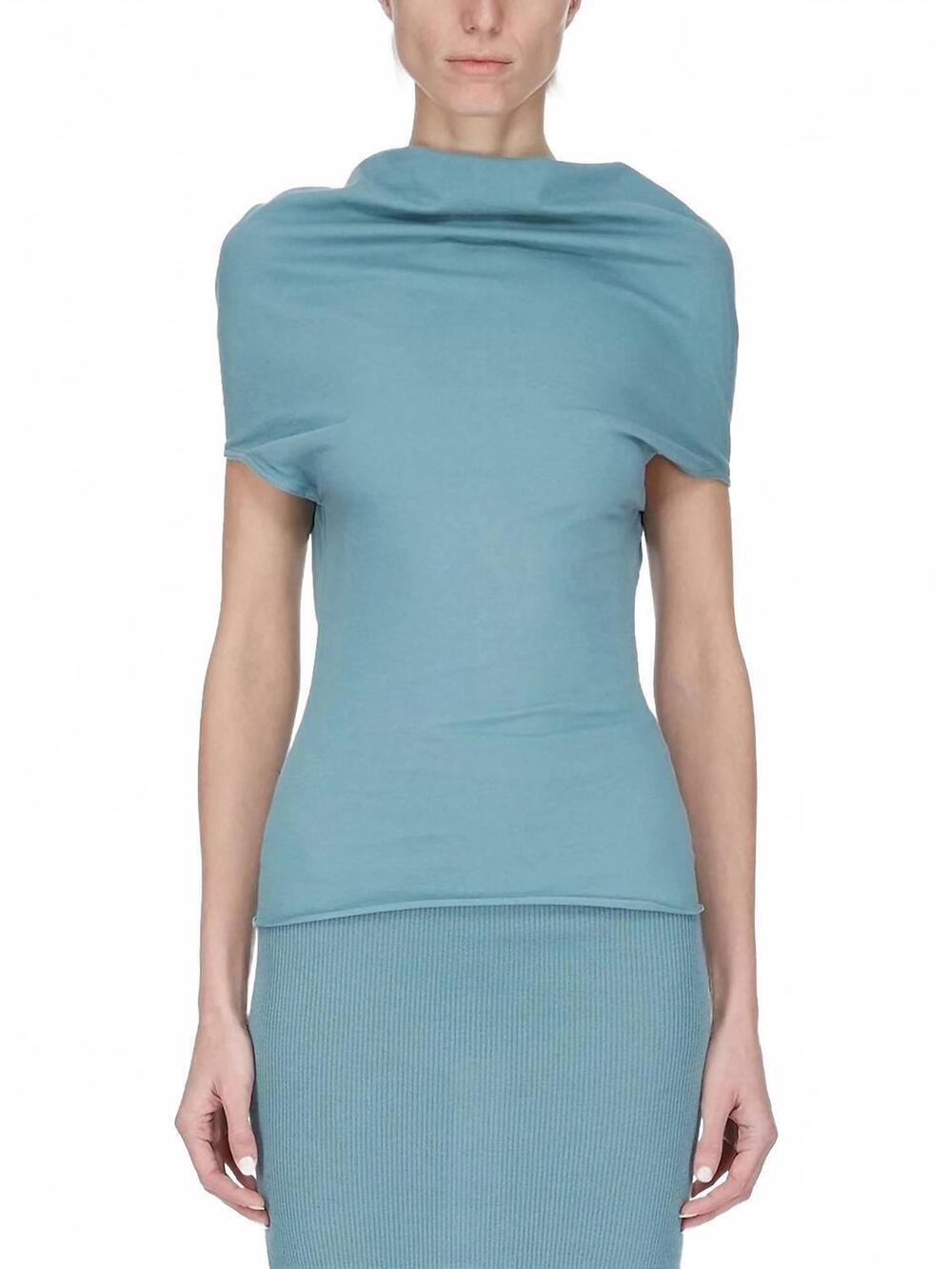 NEW RICK OWENS jersey shroud top in mouthwash